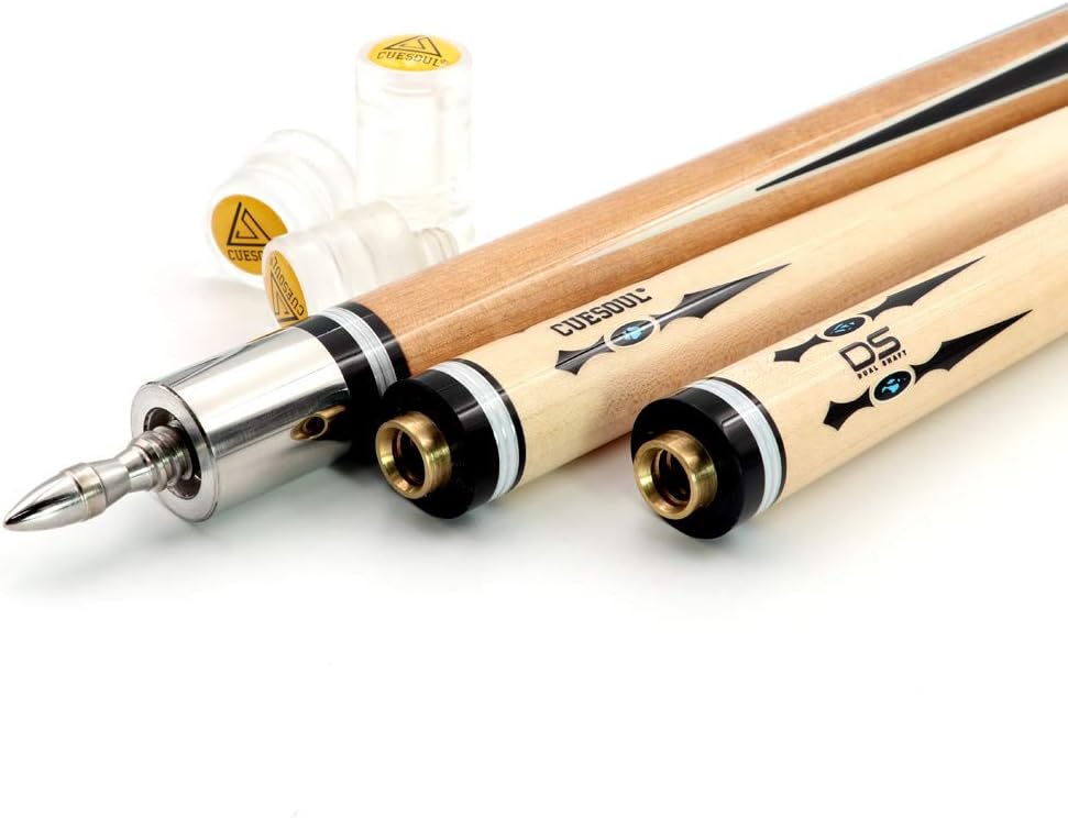 DHOLE CUESOUL 58 "2 Piece Maple Billiard Queue 19 Unzen Queue-Set 13mm, Queue-Set 13mm