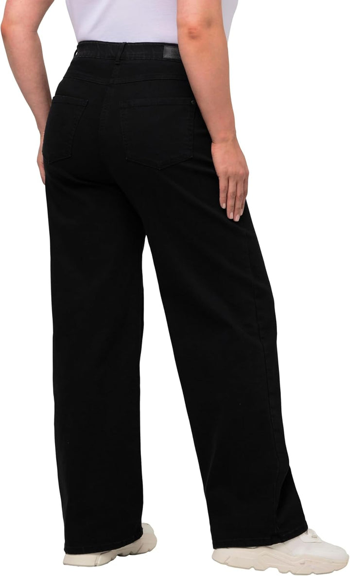 Ulla Popken Damen Basic, Rundhalsausschnitt, Slim, Baumwolle T-Shirt 38W / 32L Schwarz, 38W / 32L Sc