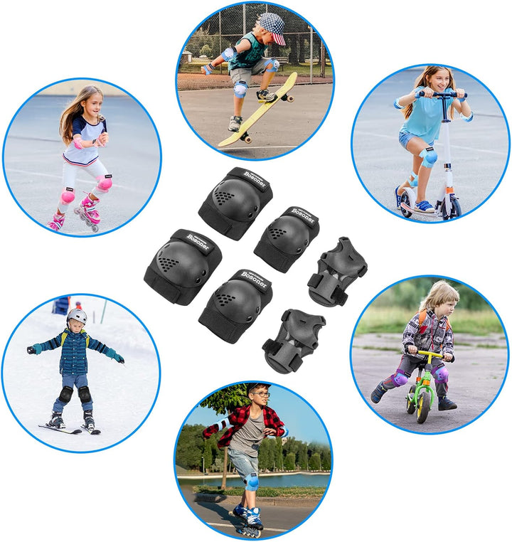 BOSONER Knieschoner Kinder Schoner Inliner Protektoren 6er Set Schützer Inliner Inline Skates Knie U