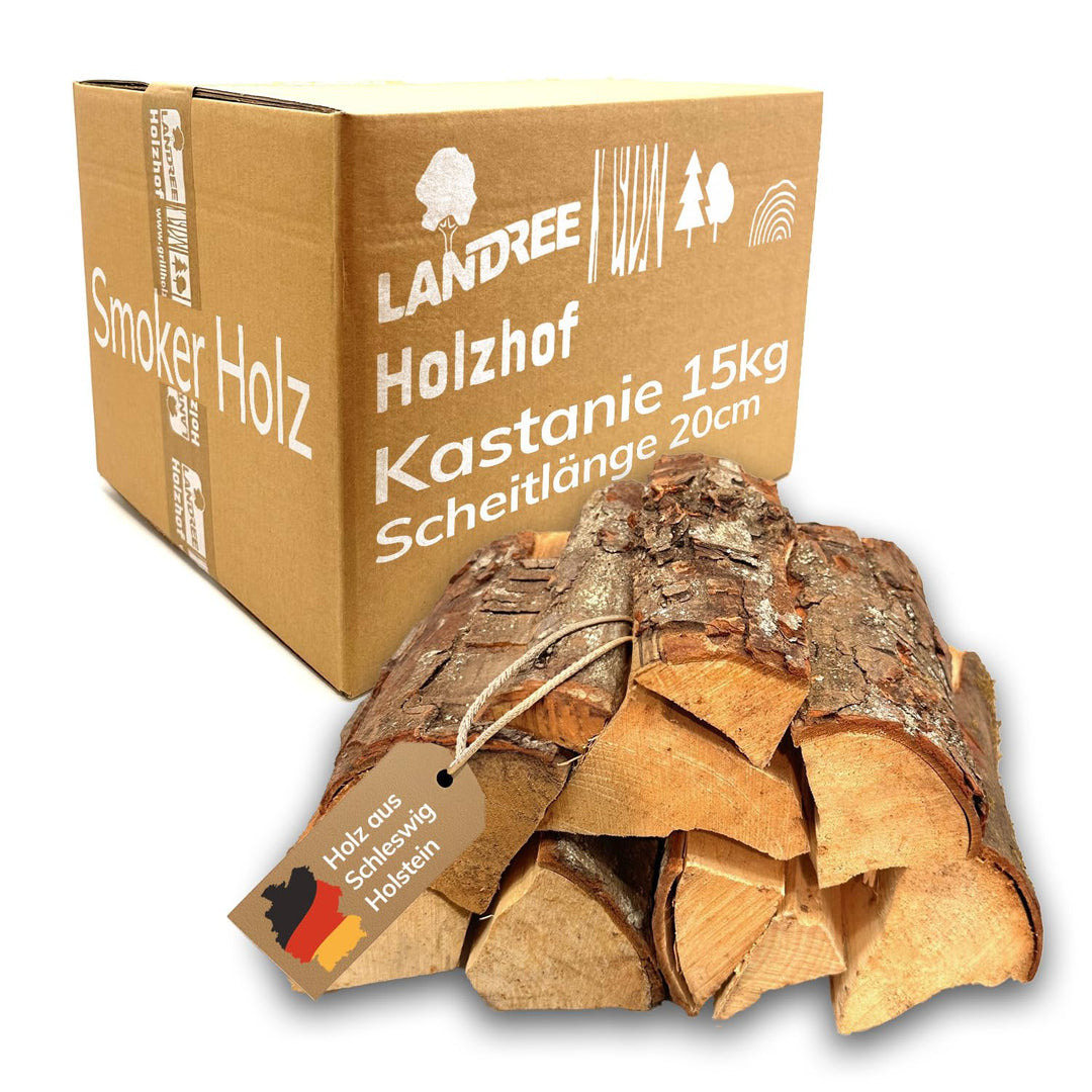 Kastanie Smokerholz 15Kg von Landree® BBQ- Grillholz Räucherholz Smoker Wood 100% natürlich für Smok