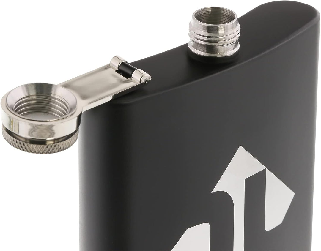 gravur-fabrik.de – personalisierbarer Flachmann in schwarz aus Edelstahl – Taschenflasche mit Wunsch