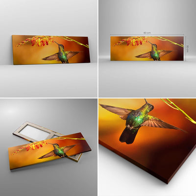 Panorama Bilder auf Leinwand Kolibri Vogel Sommer Leinwandbild 90x30cm Wandbilder Dekoration Wohnzim