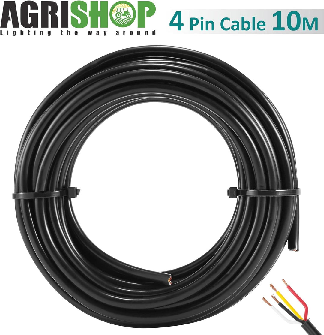 AGRISHOP Fahrzeugleitung 4 x 0,75 mm² 10M 12v 24v,Rundkabel,Automotive 4-adriges Kabel,Anhängerkabel
