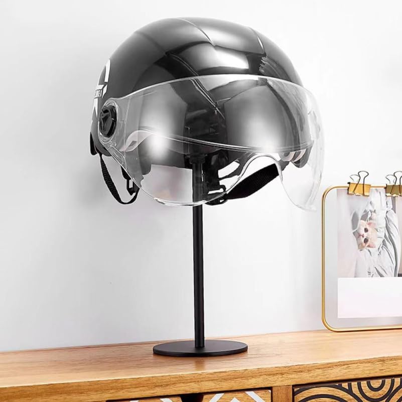 PRETYZOOM Motorradhelmständer Stabiler Helmhalter Schwarz aus Space Aluminium Schützt Helm vor Verfo