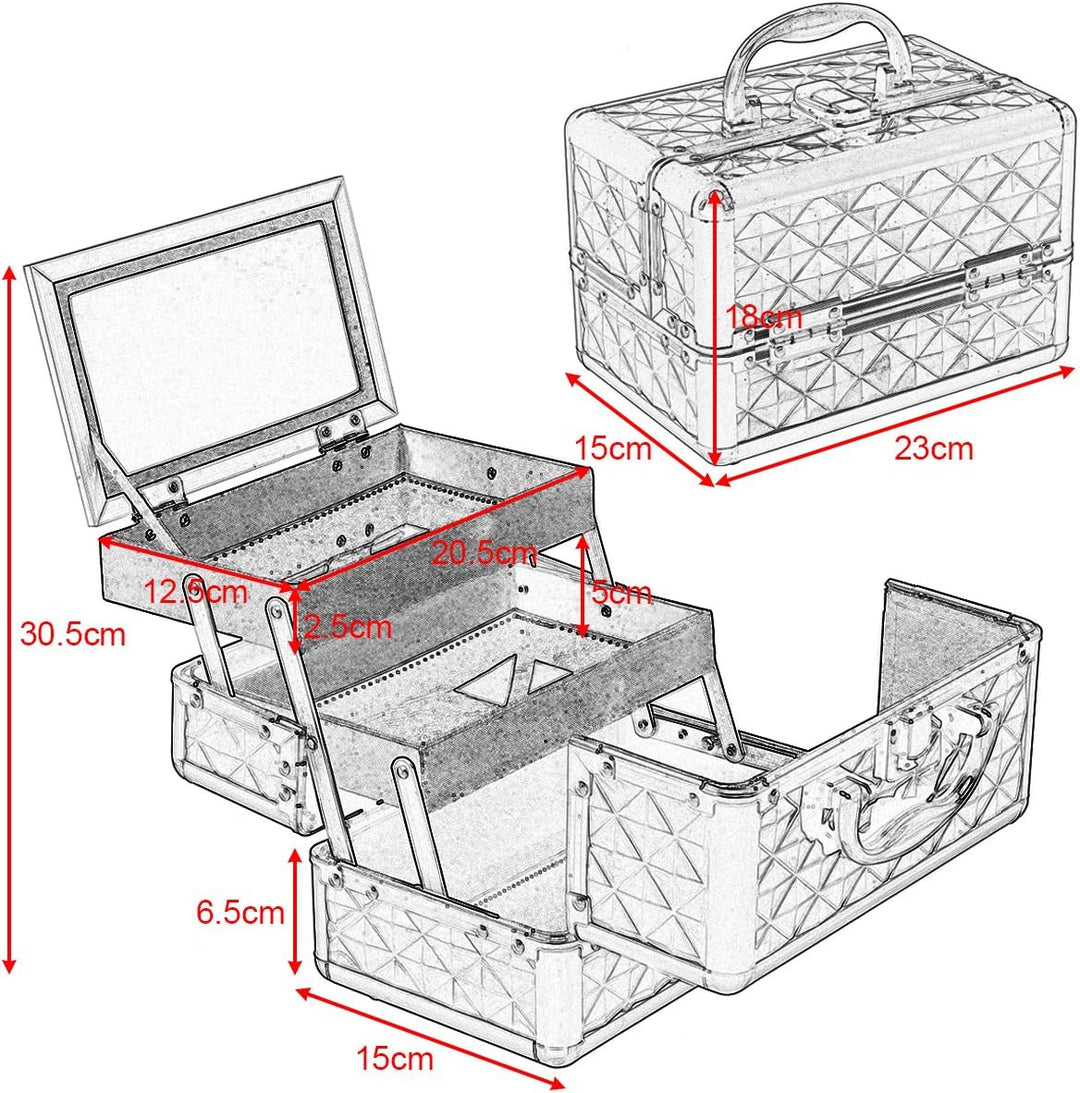 COSTWAY Beauty Case Schminkkoffer Kosmetikkoffer, Schmuckkoffer 23 x 15 x 18cm, Friseurkoffer mit Sp