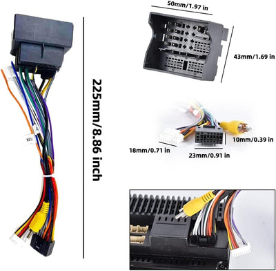 Podofo 52 Pin ISO-Adapterkabel ISO-Konverter Autoradio Radioadapter für VW/Golf/Passat Tiguan/Polo/T