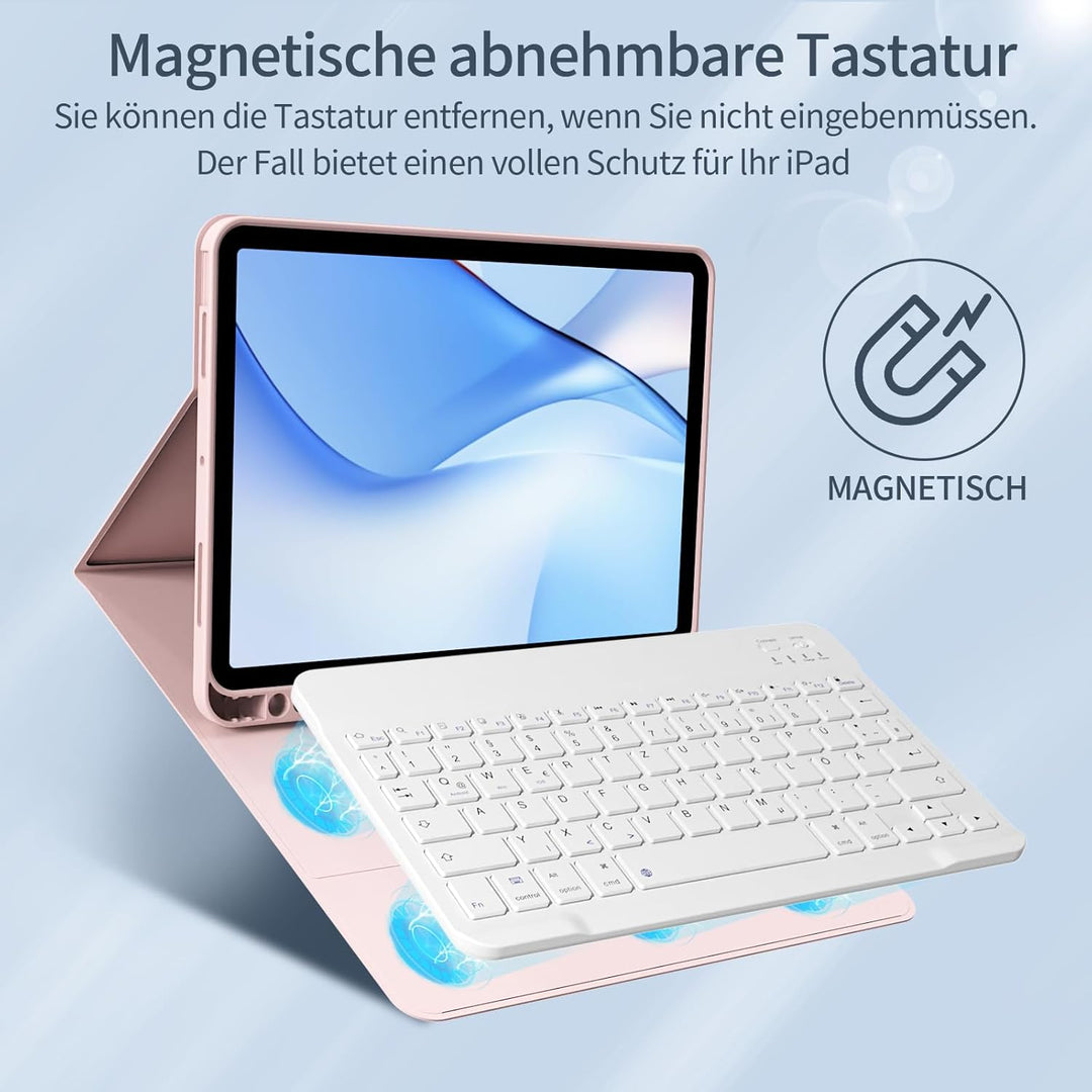 Hülle mit Tastatur für iPad (A16) 10/11 Generation, 10.9/11 Zoll, (2022/2025), Soft TPU Rückseite Ge