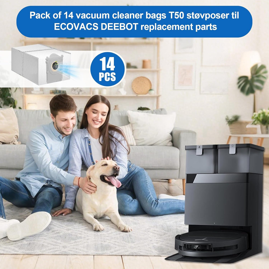 14 Stück T50 Staubbeutel für ECOVACS DEEBOT X8 PRO Omni /T50 Pro Omni/T50 Max Pro/T50 Omni Saugrobot