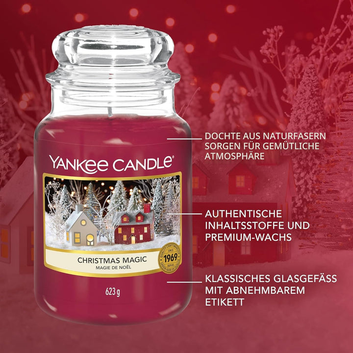 Yankee Candle Duftkerze im Glas (Grosse Kerze im Glas) | Christmas Magic | Brenndauer bis zu 150 Stu