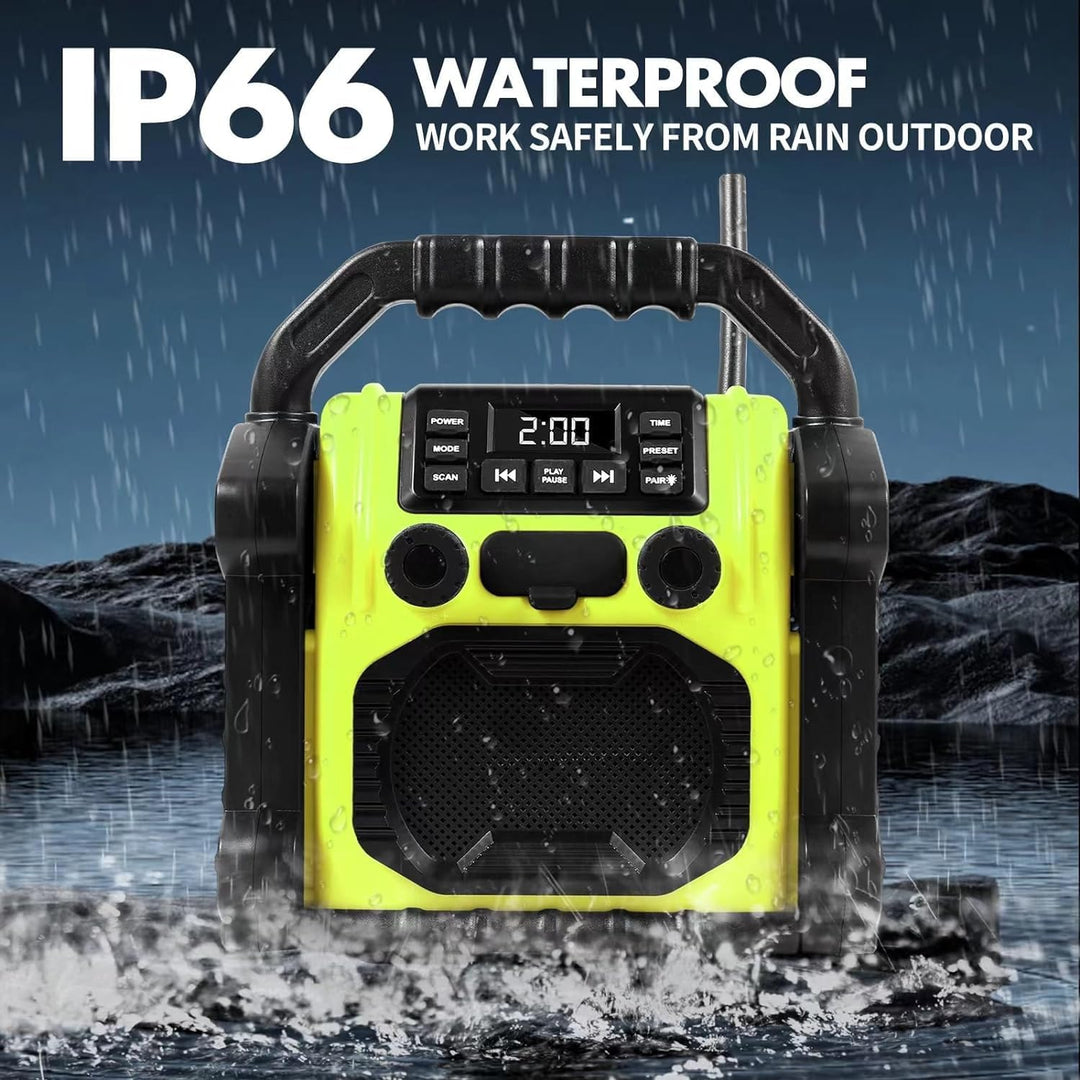Bingxue FM-Radio-Empfänger, USB-Bluetooth-Lautsprecher mit Uhr-Alarm/LED-Lichtern, tragbar, Antikoll