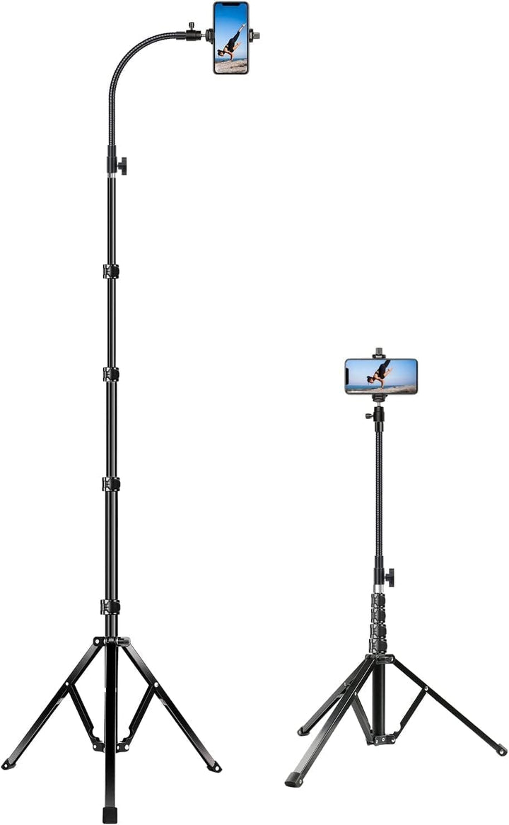 Elitehood 205cm Hoch Handy Stativ, Flexibel Overhead Stativ für Smartphone mit 43cm Verstellbarer Sc