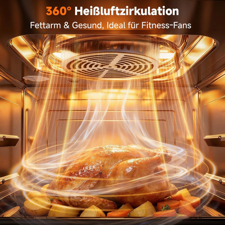 OUNIN 12L Vielseitig Airfryer Backofen, 8-in-1-Heissluftfritteuse, Zweizonen-Kochung, Minibackofen m