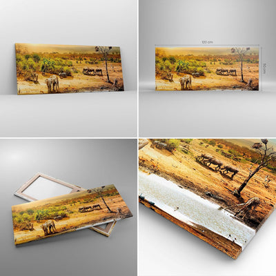 Wandbilder Dekoration Wohnzimmer Safari Tiere Panorama Bilder auf Leinwand 120x50cm Leinwandbild mit