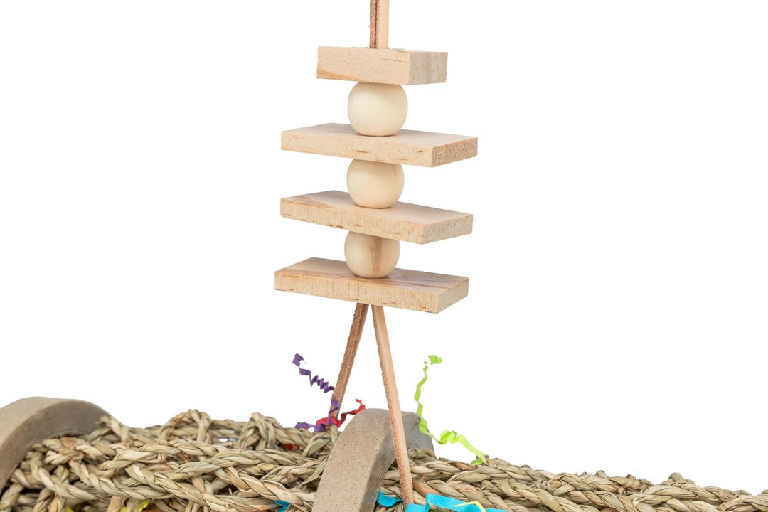 TRIXIE Naturspielzeug für Vögel zum Einhängen - aus Seegras, Holz und Papier - auch zum Befüllen mit