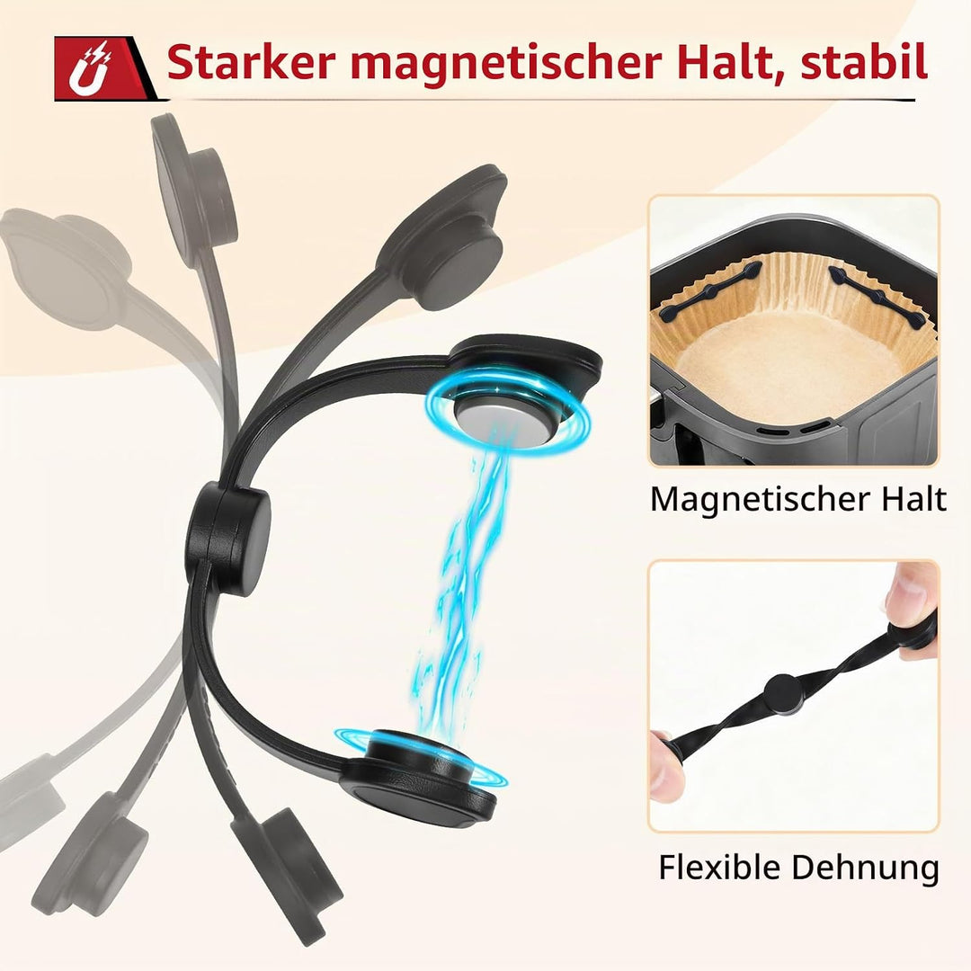 Alyvisun 8 Stück Magnete für Airfryer Backpapier, Wiederverwendbare Airfryer Magnete für Backpapier,