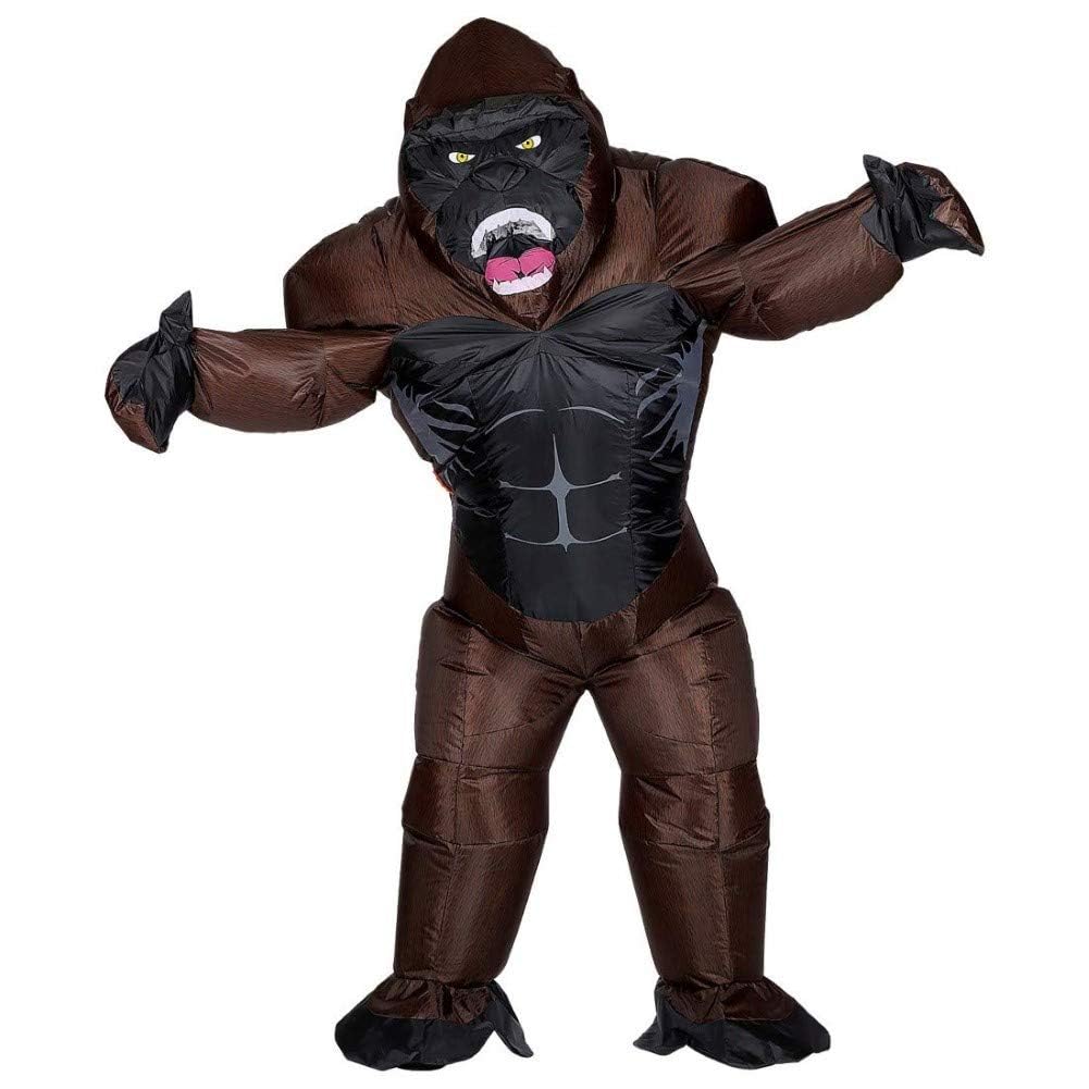 "GORILLA" (airblown inflatable oversized costume with mask) (4 x AA batteries not included) - (One S