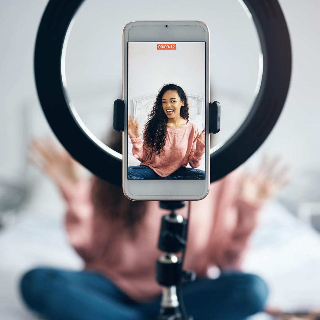 Relaxdays LED Ringlicht mit Stativ, 10" Ringleuchte dimmbar, Make-up, Fotografie & Videos, Lichtring