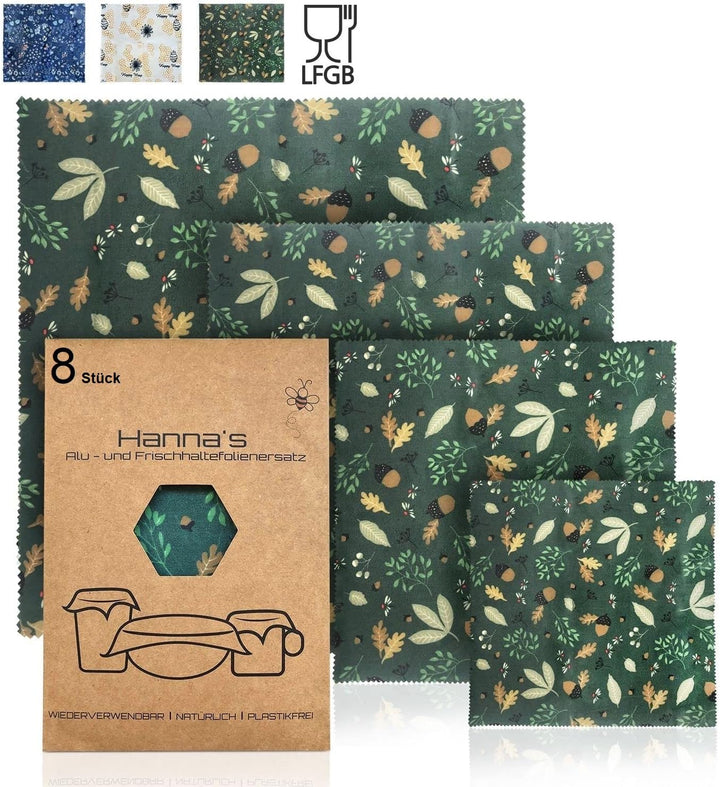 8er Set Bienenwachstücher für Lebensmittel I Beeswax Wrap I Bienenwachstuch I Wachstuch I Wiederverw
