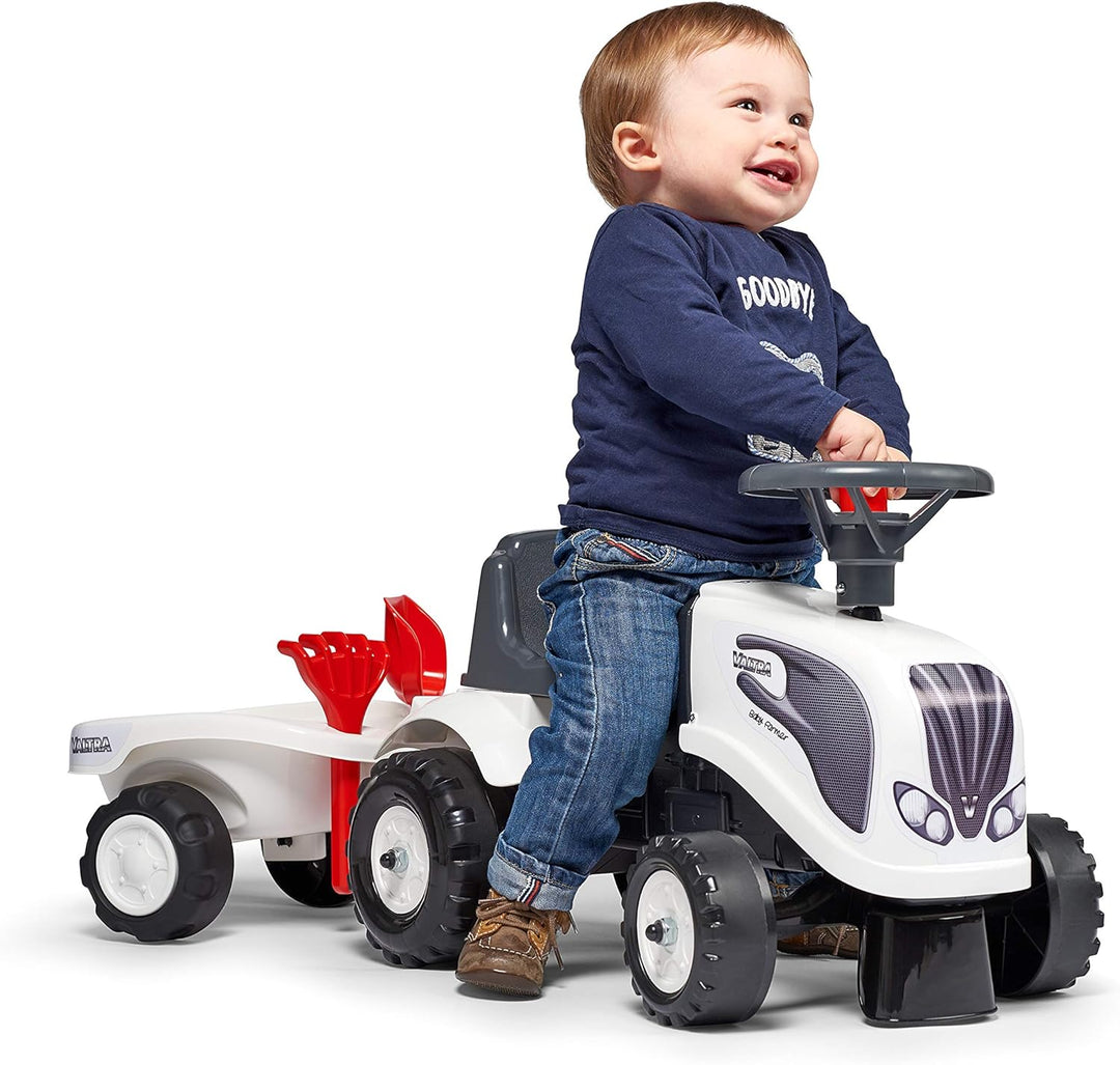 Falk - Rutschauto Traktor Valtra mit Anhänger - ab 12 Monaten Schaufel und Harke inklusive - 2 Perso