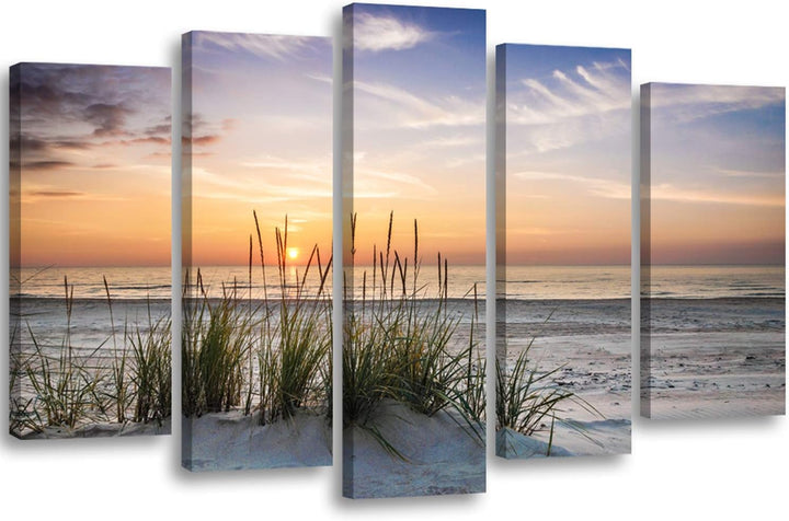 Feeby Bilder 5 Teile XXL Landschaft Grass Strand Typ A 300x140 cm Wohnzimmer Schlafzimmer Büro Flur