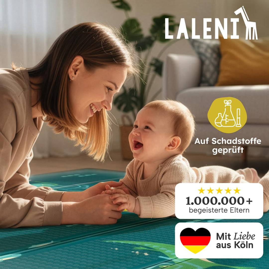 Laleni Krabbelmatte Baby 120x150x1 cm - wasserdichte Spielmatte Baby faltbar - isolierende Bodenmatt
