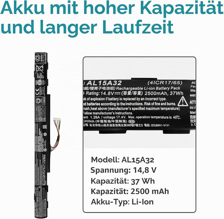 K KYUER 37Wh AL15A32 Laptop Akku für Acer Aspire ES1-420 ES1-421 E5-452 E5-452G E5-473G E5-473T E5-4