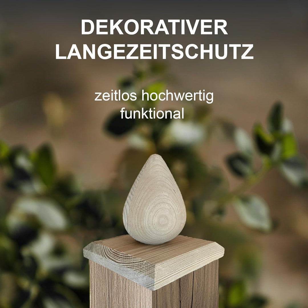 h2i Pfostenkappe Birne| Holz imprägniert | 130 x 130 mm | 5 Stück | Eckige Abdeckkappe für Garten Ho