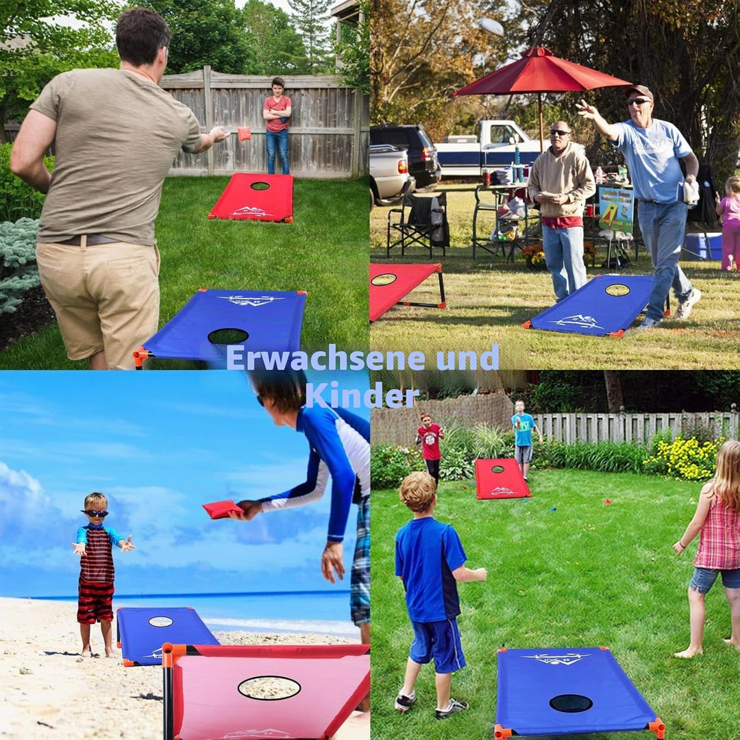 Tragbar Cornhole Spiel Outdoor Cornhole Säckchen mit PVC gerahmt, 8 Bohnensäcke und Tragetasche für