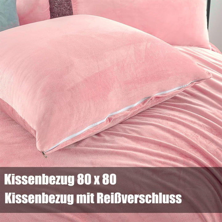 Winter Flanell bettwäsche 200x200 - Rosa Flauschige und warme Cashmere Touch Bettbezug + Kissenbezug