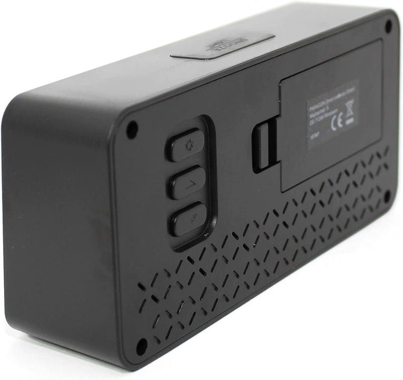 Atlanta Funkwecker Digital-Wecker LCD Snooze Licht Lautlos Ohne Ticken 3 Weckzeiten Alarme Schwarz -