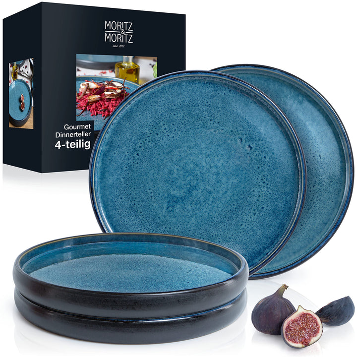 Moritz & Moritz SOLID 4x Speiseteller 26 cm - Steinzeug Teller Set - Geschirr Set zum Servieren Dinn