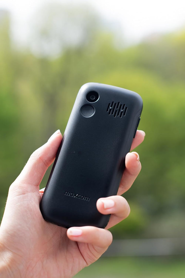 Maxcom MM443 Mobiltelefon für ältere Menschen, 4G, mit grossen Tasten und SOS-Taste, Ladestation, Du