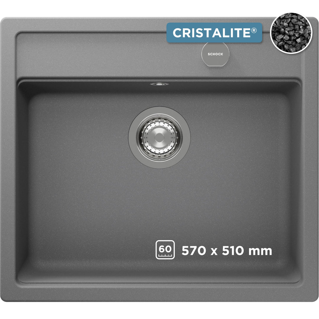 SCHOCK Küchenspüle 57 x 51 cm Nemo N-100 Croma - CRISTALITE hellgraue Granitspüle ab 60 cm Unterschr