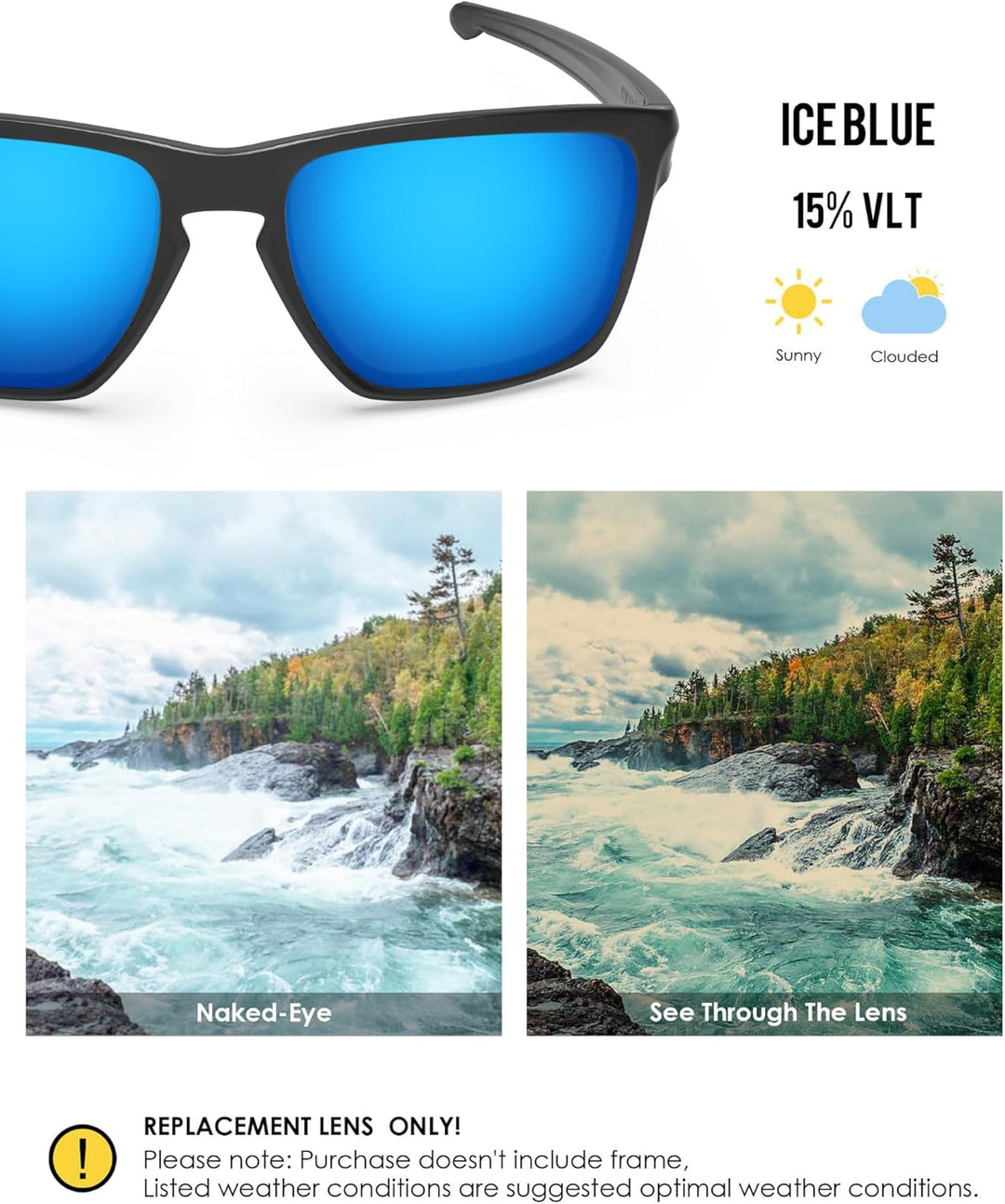 BlazerBuck Anti-salz Polarisierte Ersatzgläser für Oakley Sliver OO9262 Eisblau Polarisiert - [Polyc