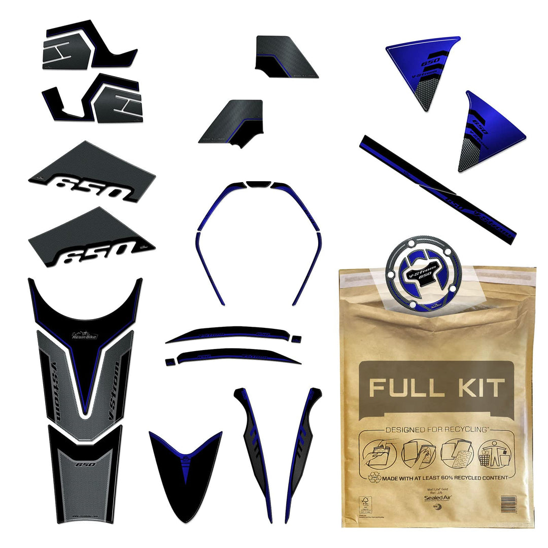 Aufkleber 3D Kompatibel Mit Suzuki V-Strom 650 XT 2020 2021 2022 Komplett-Set Blau