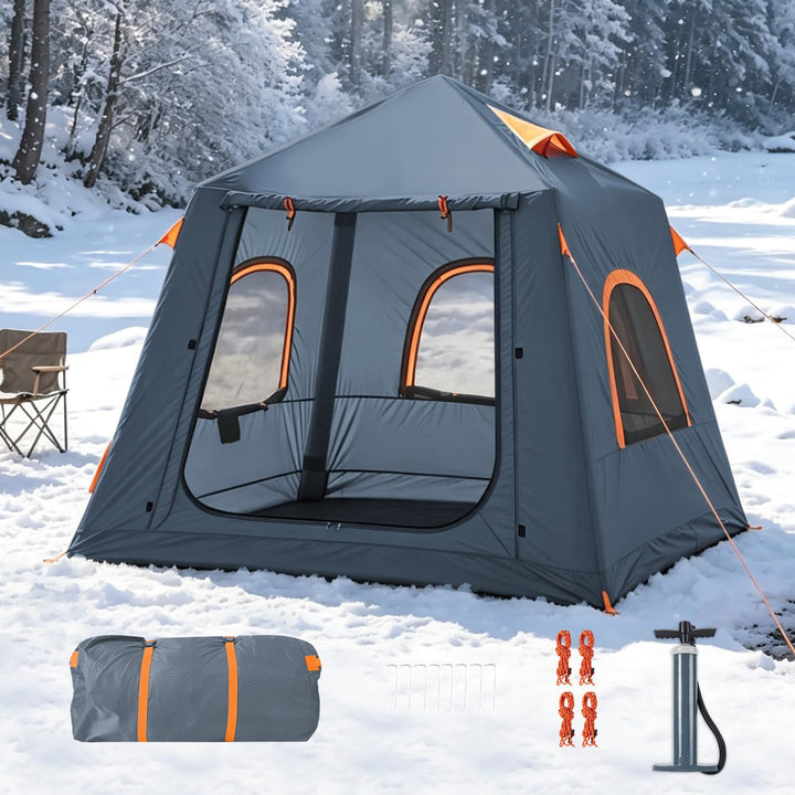 Inflatable Camping Tent, with Manual air Pump, Easy to Set up, Outdoor Inflatable Tent, can accommod