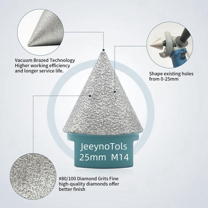Diamant Fasenbohrer 25mm - Senker-Bohrer zum Vergrössern Formen von vorhandenen Löchern in Granit, M