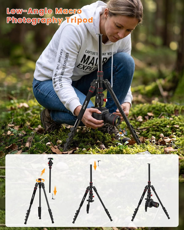 MACTREM 80“ Kamera-Stativ, DSLR-Stativ Heavy Duty für Reisen, 360 ° Kugelkopf Professionelles Alumin