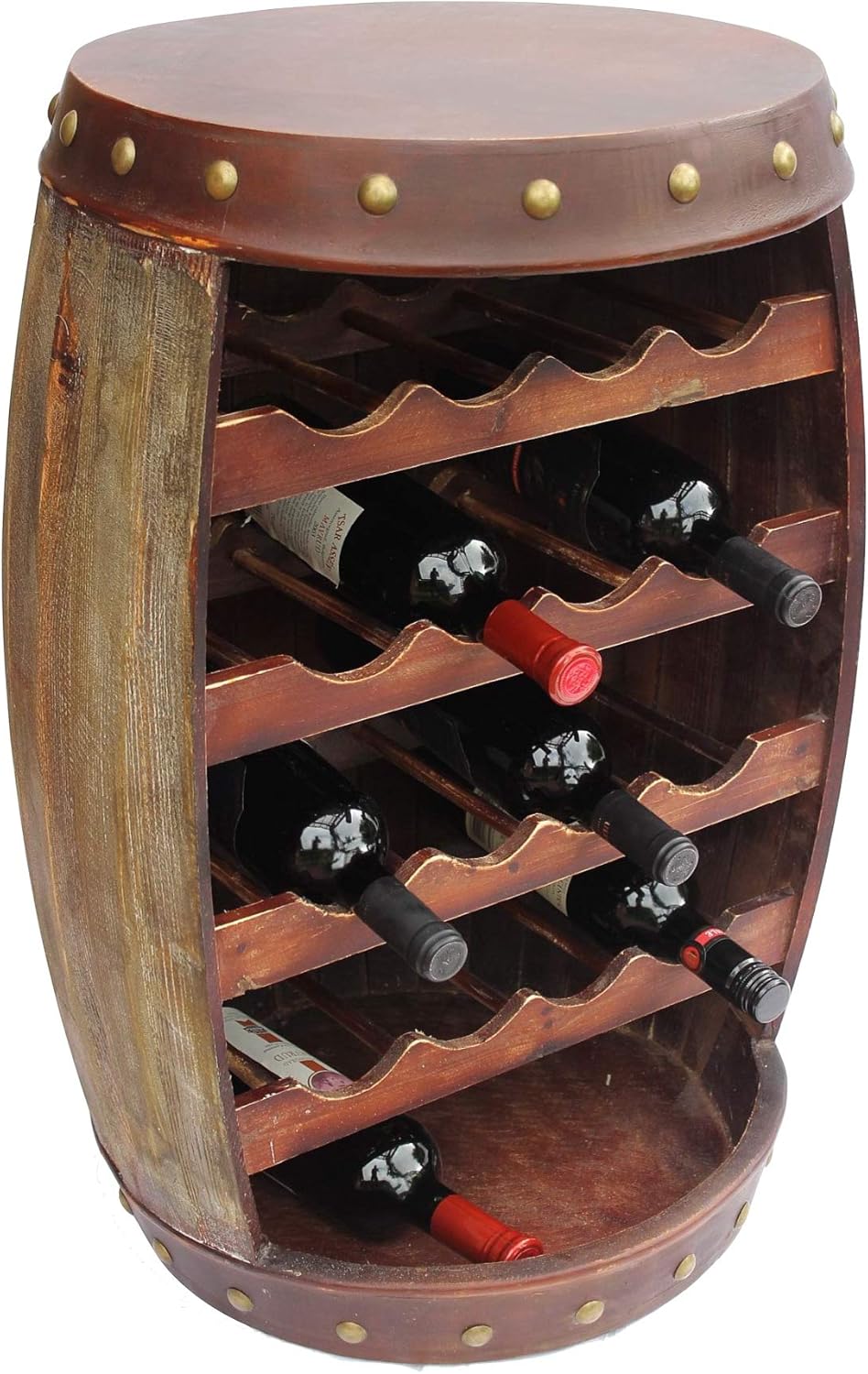 DanDiBo Weinregal Holz mit Ablage Weinfass 1546 Fass 70cm Flaschenregal Flaschenständer Weinständer