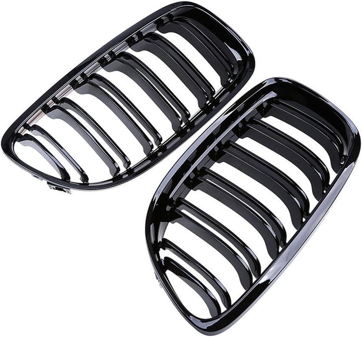 Ricoy Kfz-Kühlergrill mit Doppellamellen, glänzend, schwarz
