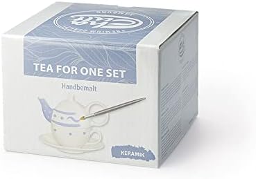 NEU teemando® Tea for one Set "Caspian" Keramik mit Goldauflage, 4-teilig Kanne: 0,4 l, Tasse: 0,2 l