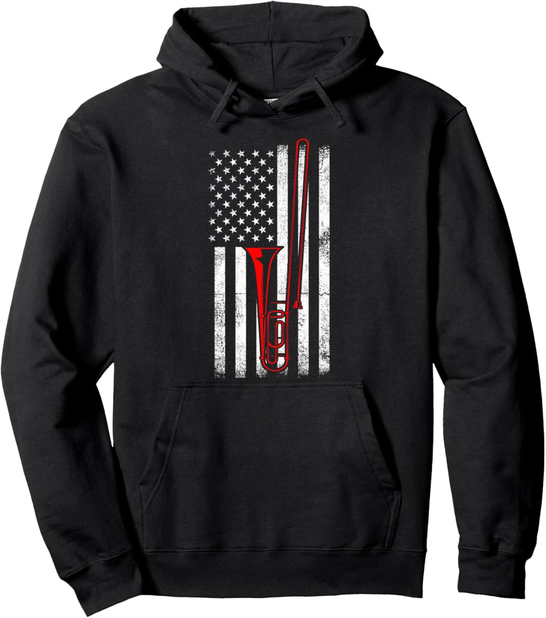 Amerika Flagge Posaunisten Geschenk Posaune Pullover Hoodie