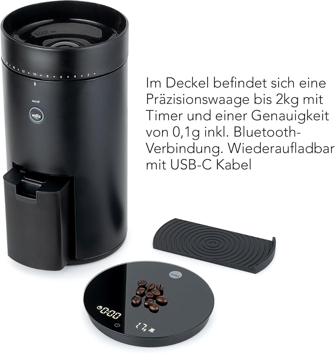 Wilfa SVART UNIFORM+ Elektrische Kaffeemühle I 41 Mahlgrade I 58mm Edelstahl-Flachmahlkopf I inkl. W