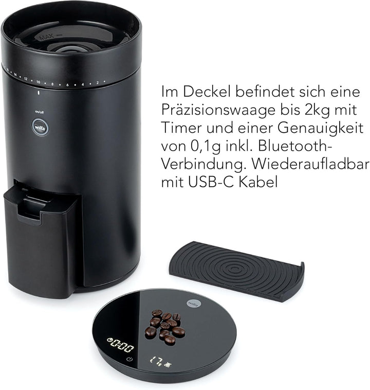 Wilfa SVART UNIFORM+ Elektrische Kaffeemühle I 41 Mahlgrade I 58mm Edelstahl-Flachmahlkopf I inkl. W