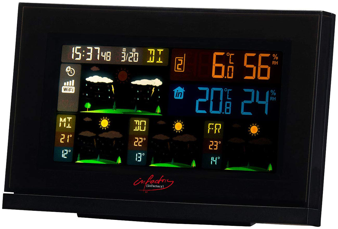 infactory Wetterstation WiFi: WLAN-Funk-Wetterstation mit Aussensensor, Wettertrend &amp; Datenlogger-Ap