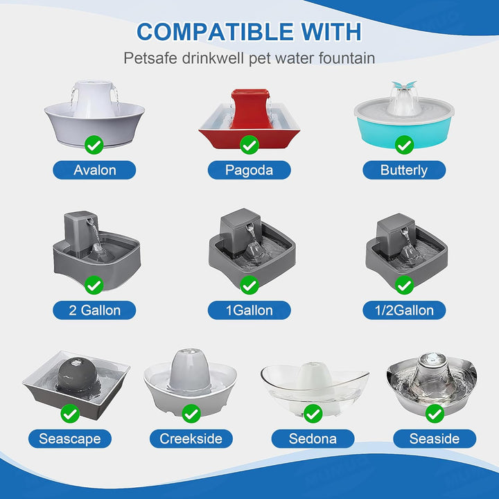 Katzenbrunnen Filter für PetSafe Drinkwell, 12 Pcs Ersatzfilter Trinkbrunnen Katzen & 12 Pcs Schaumf