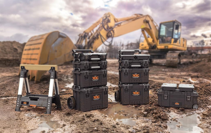 Keter ROC Pro Gear Heay Duty Halber Organizer, 25 Jahre Garantie, herausnehmbare Behälter, stapelbar