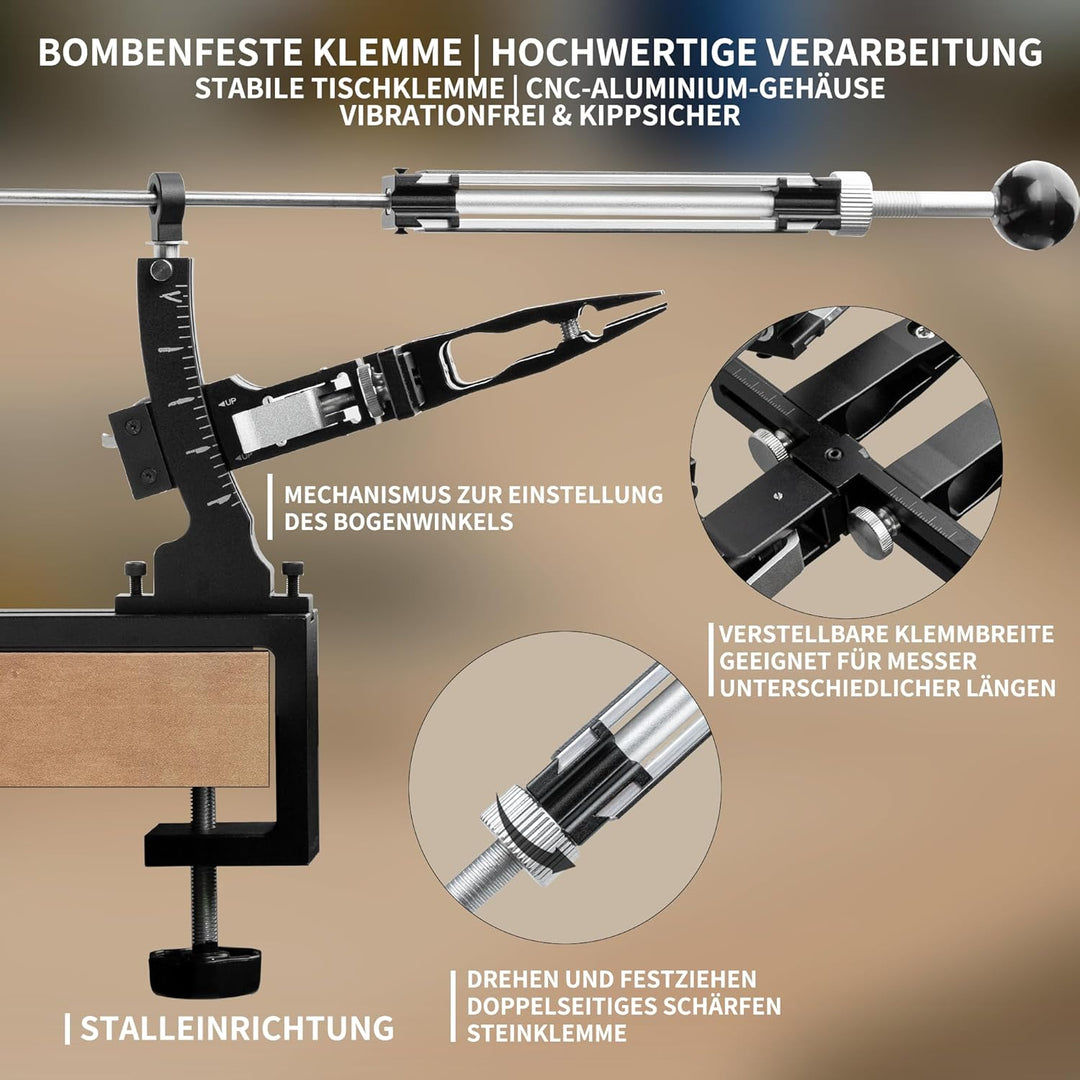 CWOVRS Messerschärfsystem Profi, Präziser Winkel-Schärfer Messerschärfer, Aluminium CNC Messerschlei