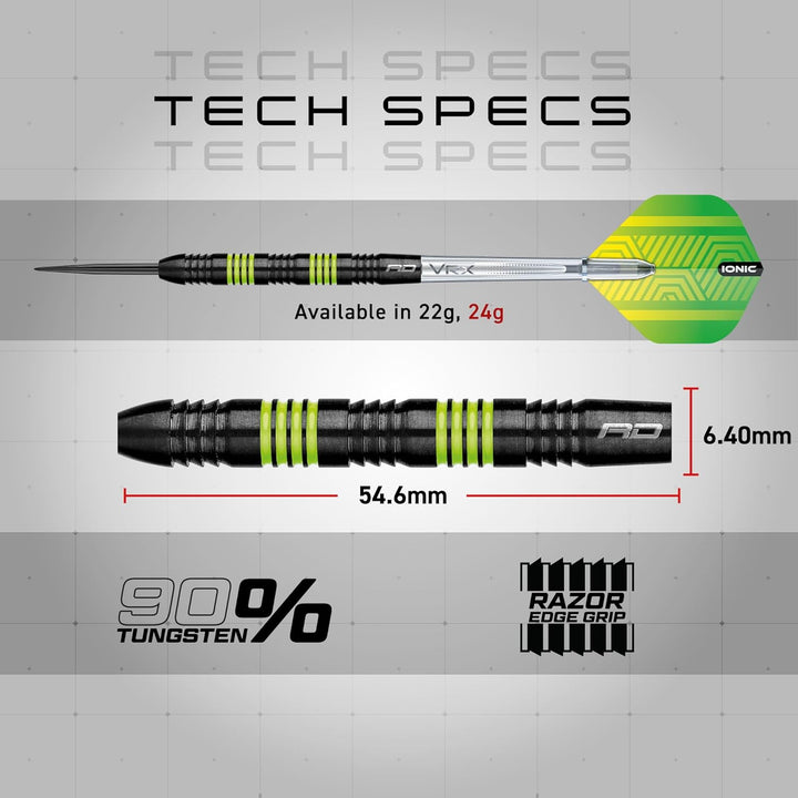 RED DRAGON Freestyle Tungsten Darts Set mit Flights und Schäfte 24.0 Gramm, 24.0 Gramm