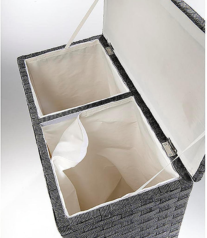 Kobolo Wäschesammler Wäschesortierer - Nylon - weiss schwarz - 125L - 2 Fächer, Schwarz